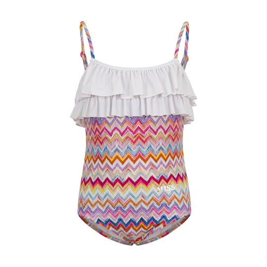 Girls Multicoloured Frill Swimsuit