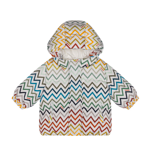Boys Grey And Multicoloured Down Jacket