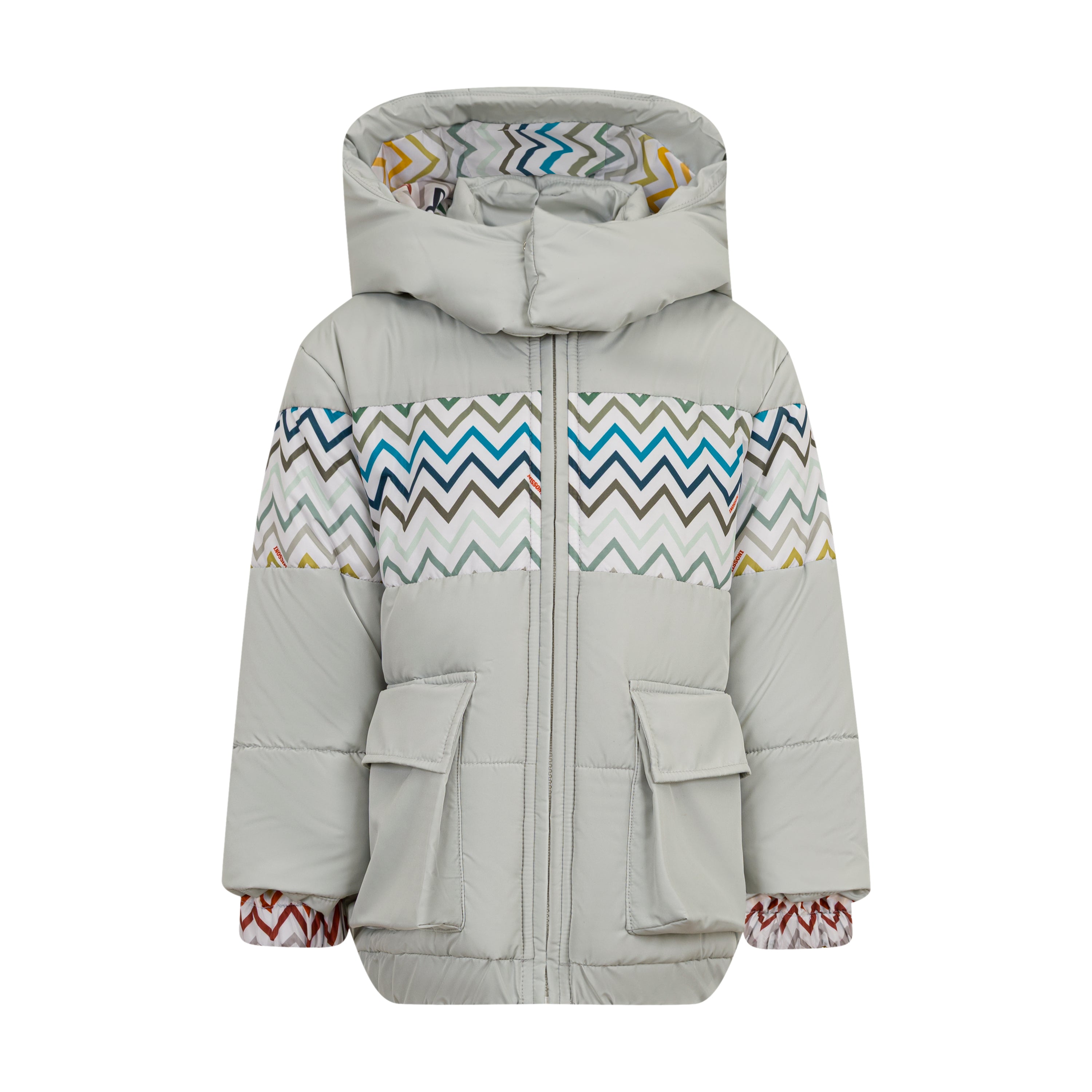 Missoni Kids Boys Grey And Multicoloured Puffer