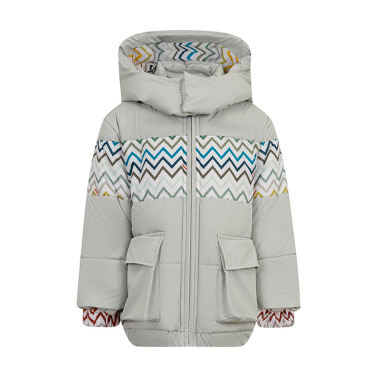 Boys Grey And Multicoloured Puffer