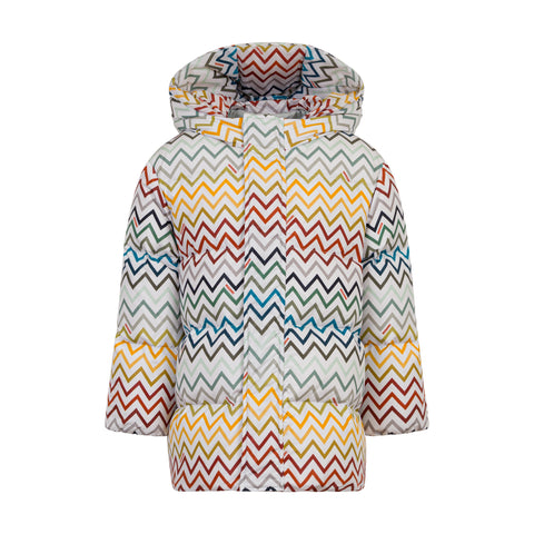 Boys Grey And Multicoloured Down Jacket