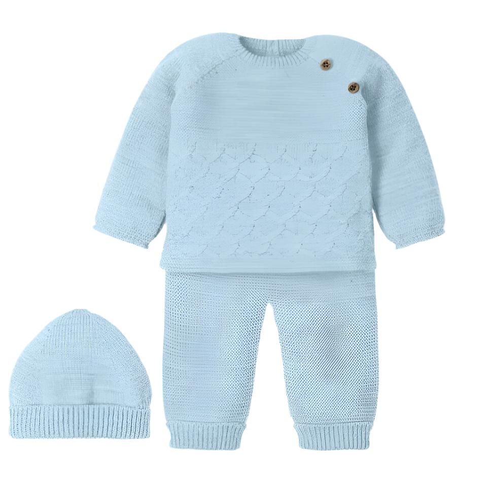 Mac Ilusion Baby Boys Blue 3 Piece Knitted Set