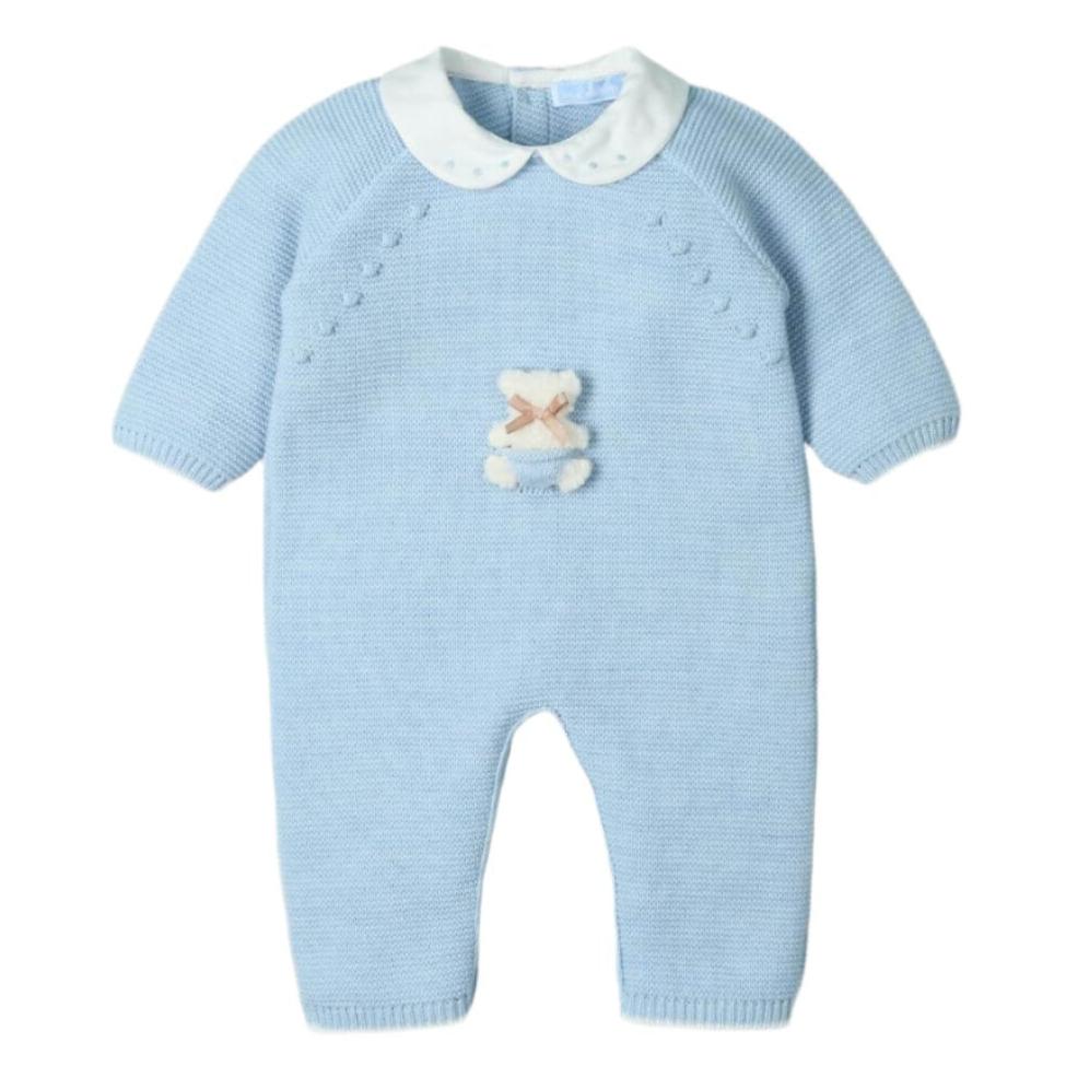 Mac Ilusion Baby Boys Blue Teddy Knitted Babygrow