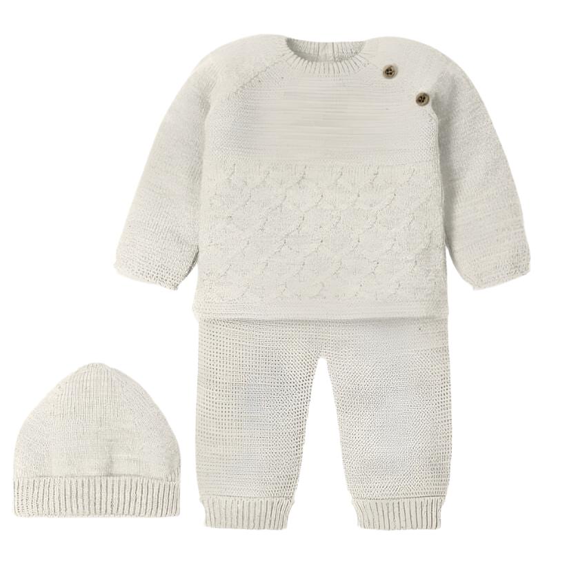 Mac Ilusion Baby Boys Cream 3 Piece Knitted Set