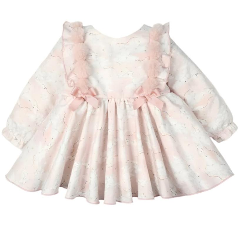 Mac Ilusion Baby Girls Swan Dress with Pompoms