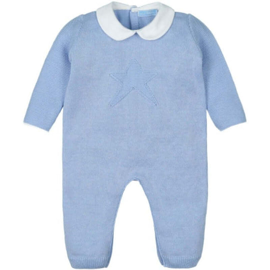 Boys Blue Knitted Babygrow