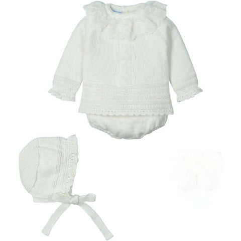 Mac Ilusion Girls White 3 Piece Knitted Set