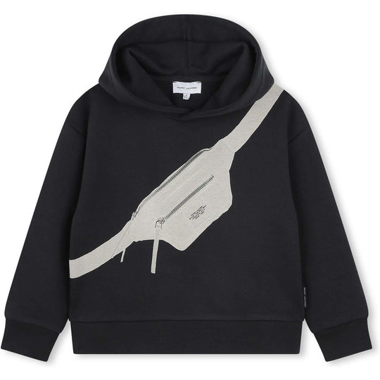 Boys Black Hooded Bag Sweatshirt