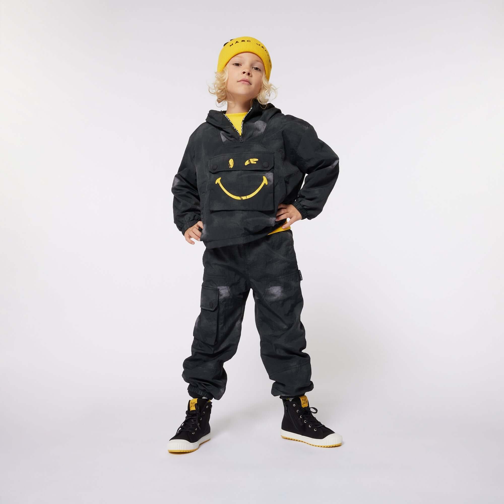 Marc Jacobs Boys Black Smile Hooded Windbreaker