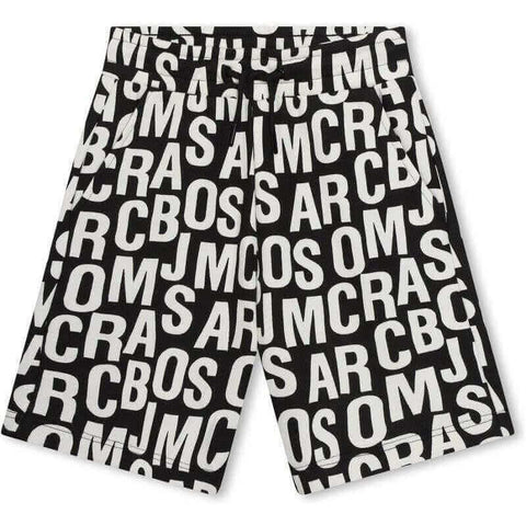 Marc Jacobs Boys Black & White Jumbled Logo Shorts