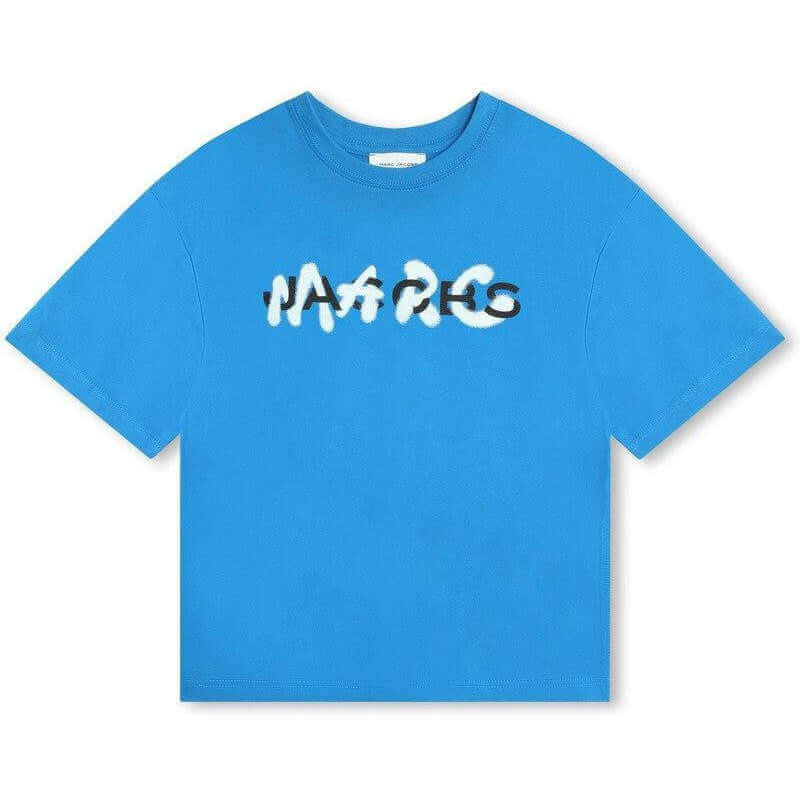 Marc Jacobs Boys Blue Graffiti Logo Short Sleeve T-Shirt
