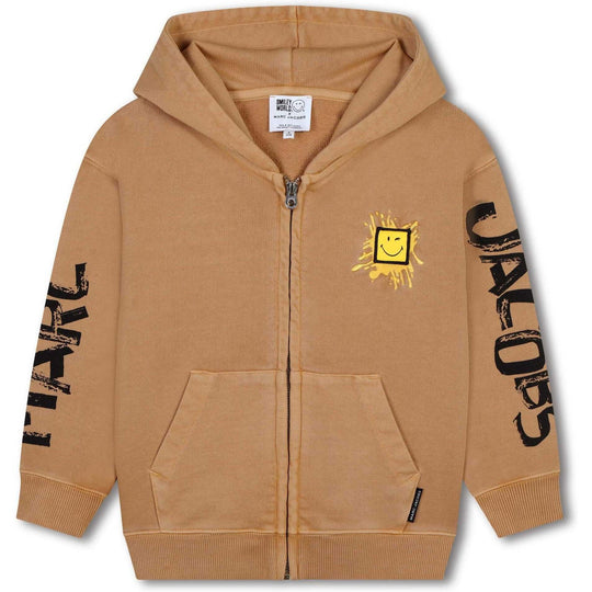 Boys Brown Zip Up Cardigan