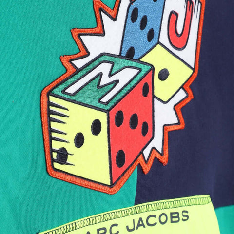 Marc Jacobs Boys Green Colour Block Hooded Sweatshirt