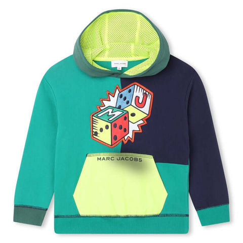 Marc Jacobs Boys Green Colour Block Hooded Sweatshirt