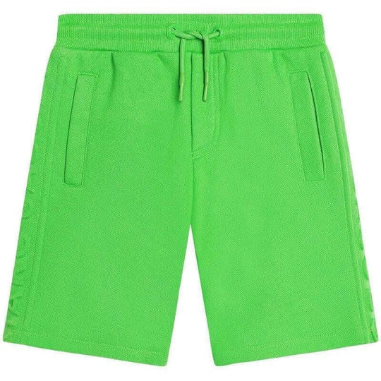 Boys Green Embossed Logo Shorts