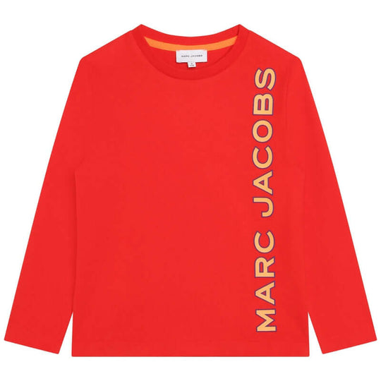 Boys Red Cotton Logo T-Shirt