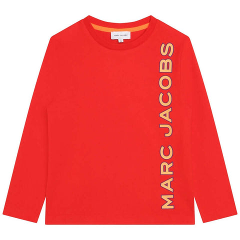 Marc Jacobs Boys Red Cotton Logo T-Shirt