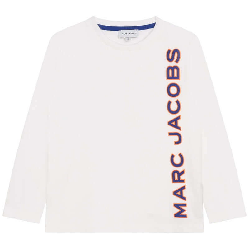 Marc Jacobs Boys White Side Logo Long Sleeve T-Shirt