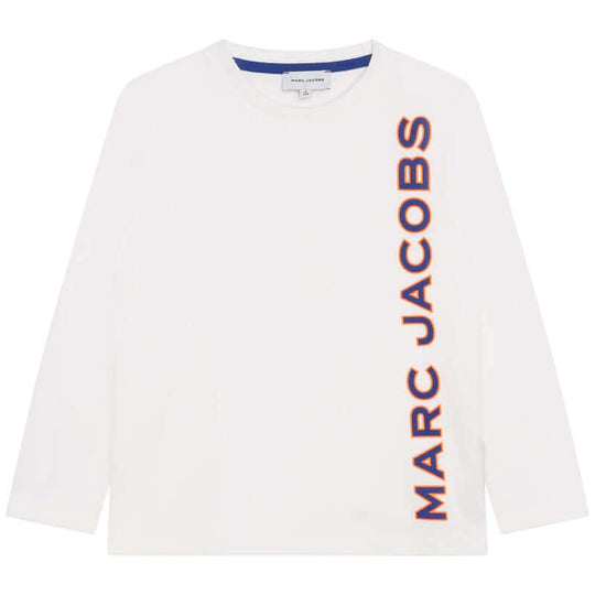 Boys White Side Logo Long Sleeve T-Shirt