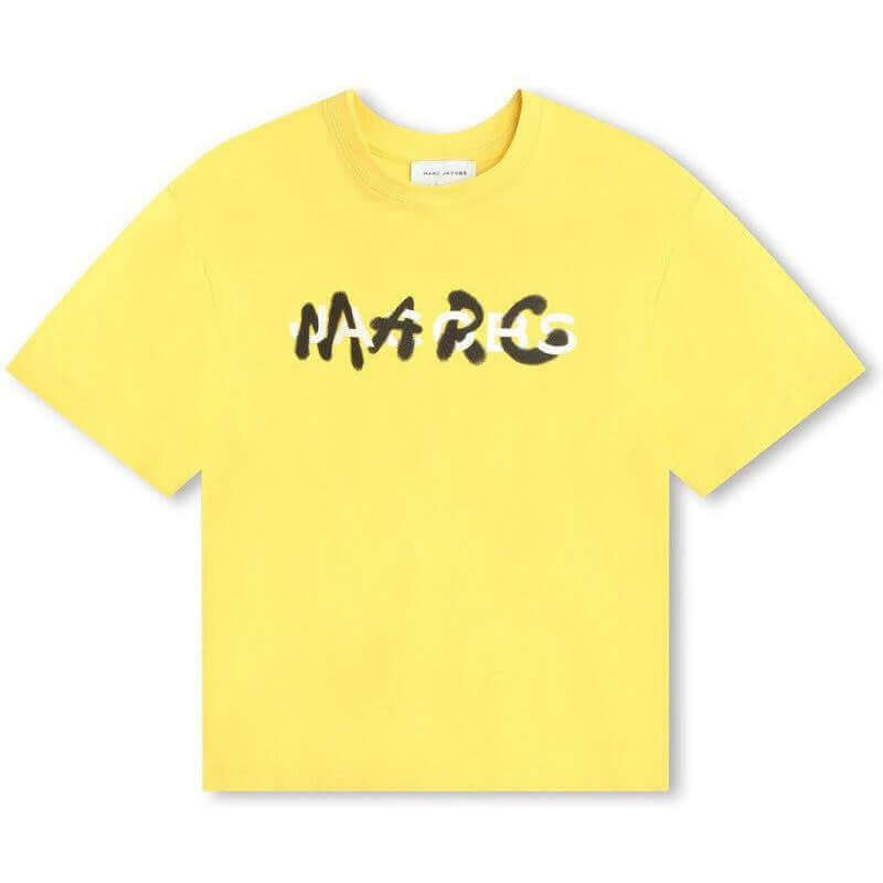 Marc Jacobs Boys Yellow Graffiti Logo Short Sleeve T-Shirt