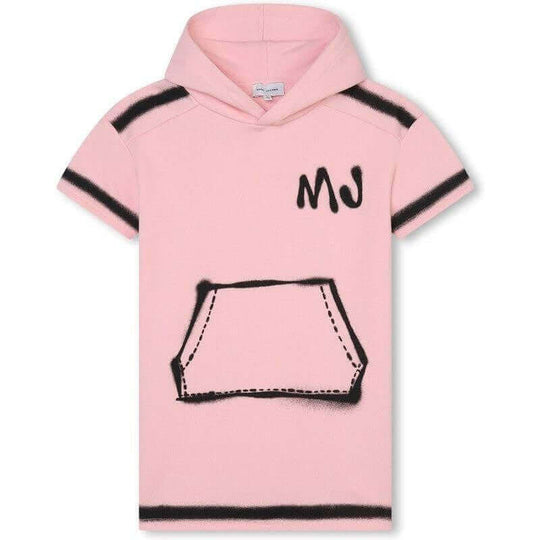 Girls Pink & Black Hooded Dress