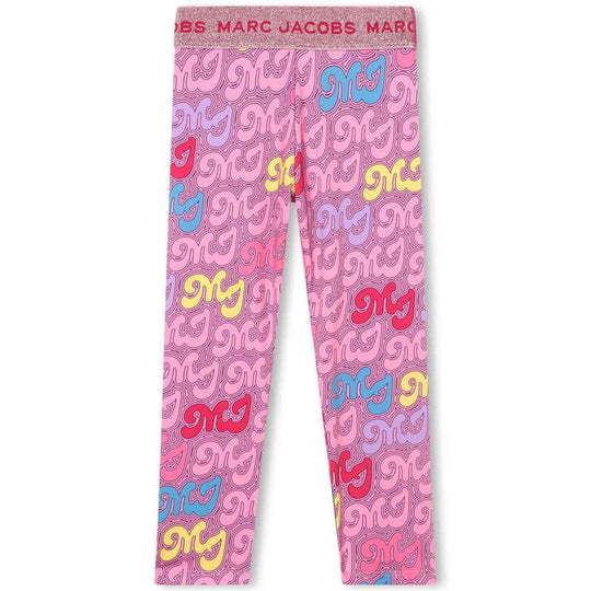 Girls Pink Logo Print Leggings