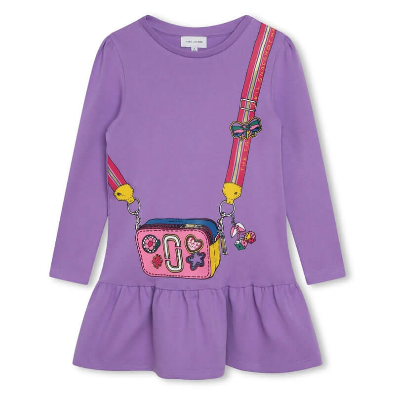 Marc Jacobs Girls Purple Cotton Snapshot Bag Dress