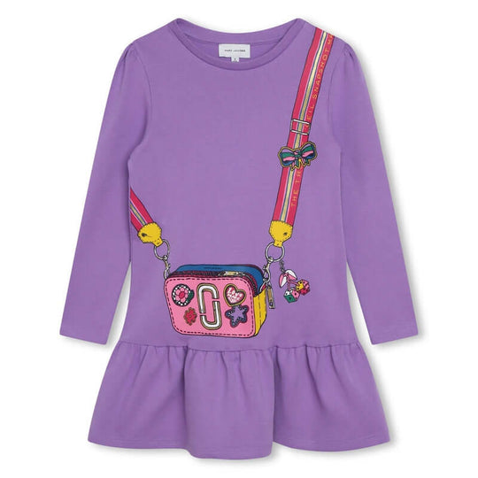 Girls Purple Cotton Snapshot Bag Dress