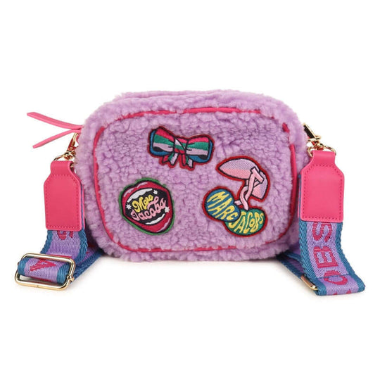 Girls Purple Faux Shearling Shoulder Bag