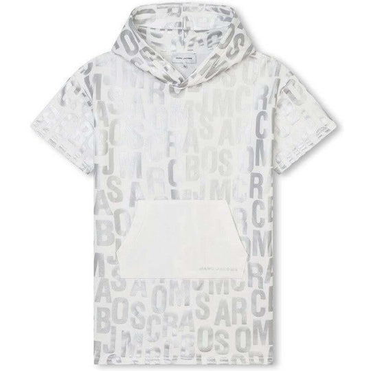 Girls White & Silver Hooded Dress