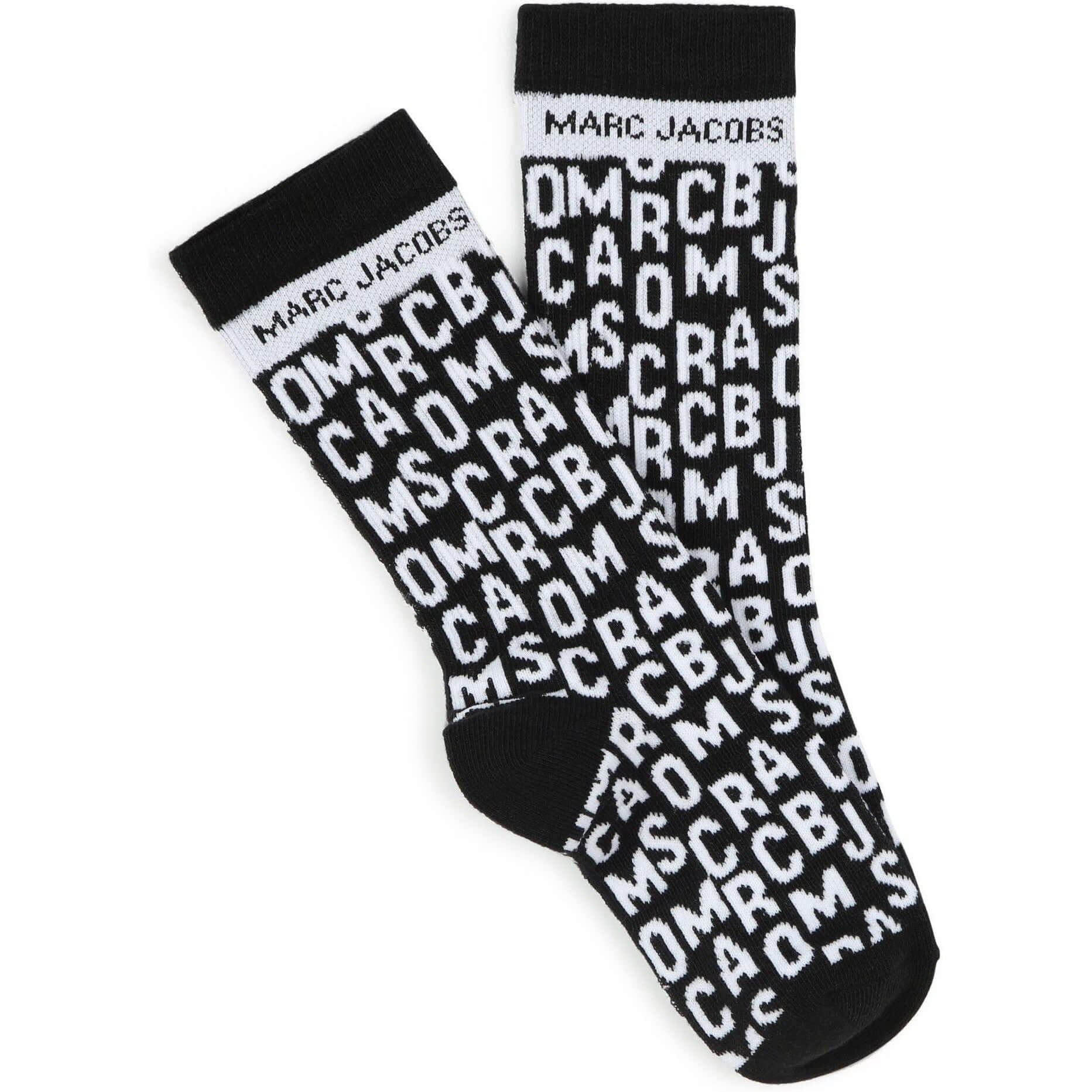 Marc Jacobs Unisex Black & White Jumbled Logo Socks