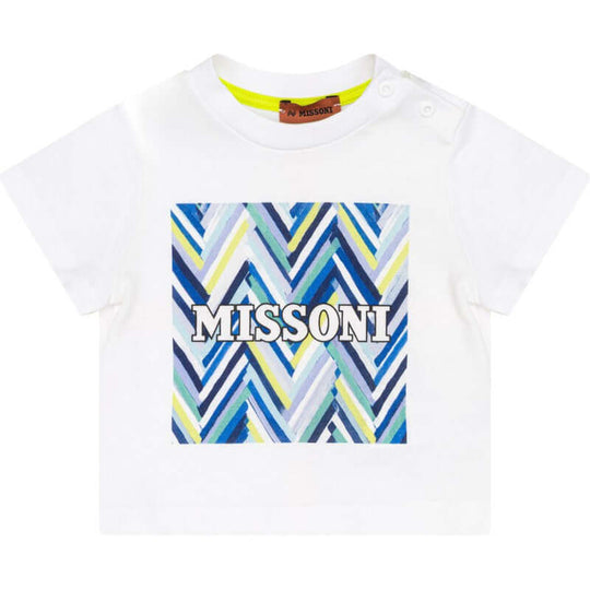 Baby Boys Blue Graphic Cotton  Logo T-Shirt