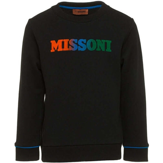 Boys Black Cotton Logo Sweatshirt