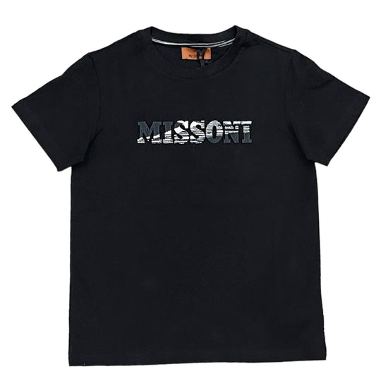 Boys Black Distorted Logo T-Shirt