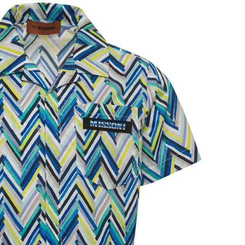 Missoni Kids Boys Blue Zig Zag Cotton Shirt