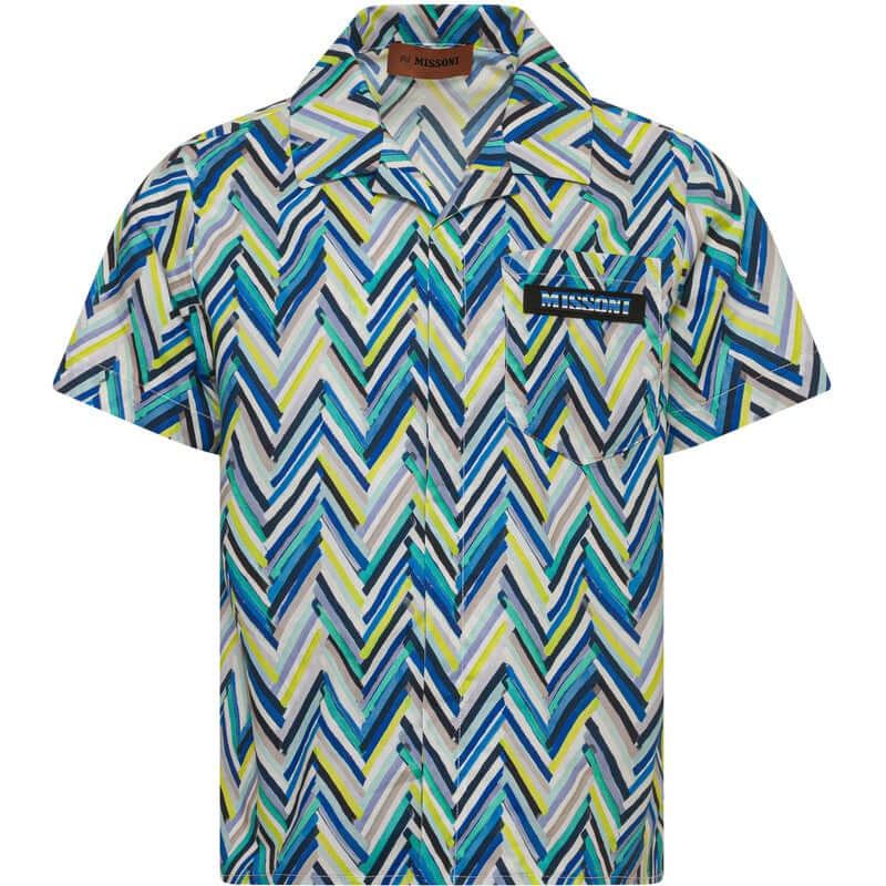 Missoni Kids Boys Blue Zig Zag Cotton Shirt