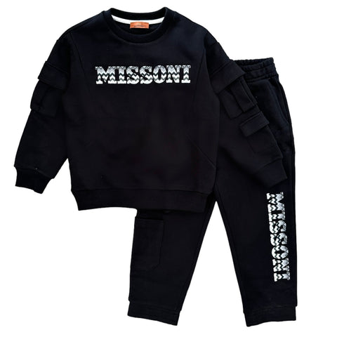 Missoni Kids Boys Cotton Black Fleece Tracksuit