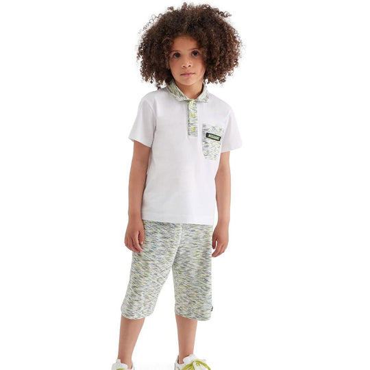 Boys Green Striped Cotton Shorts
