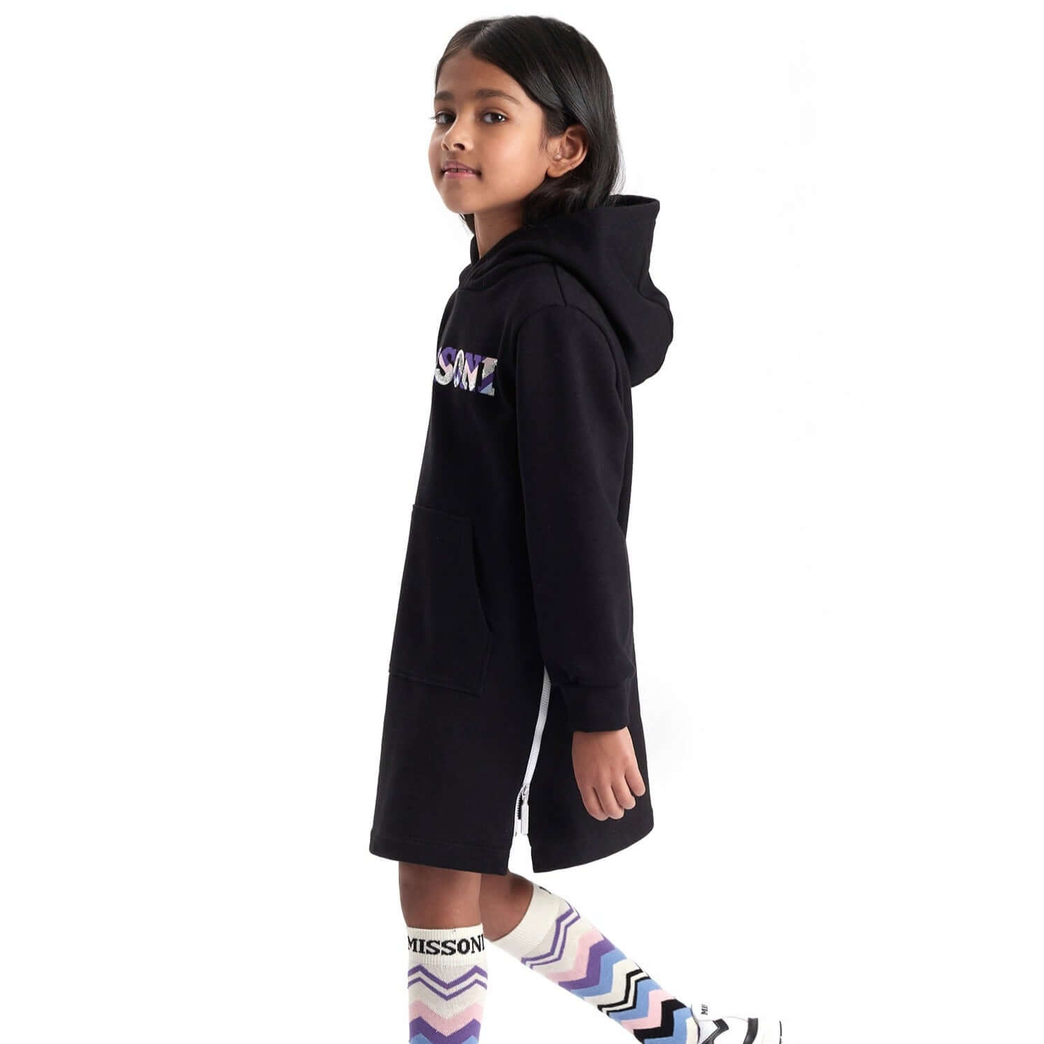 Missoni Kids Girls Black Hooded Dress