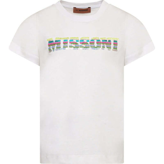 Girls Cotton Sequin Logo T-Shirt