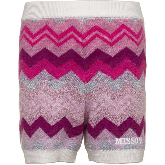 Girls Pink Knitted Zig Zag Shorts