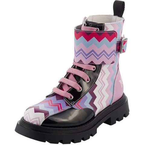 Missoni Kids Girls Pink Leather Zig Zag Boots