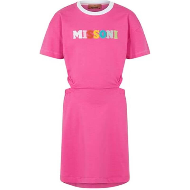 Missoni Kids Girls Pink Logo Cotton Jersey Dress