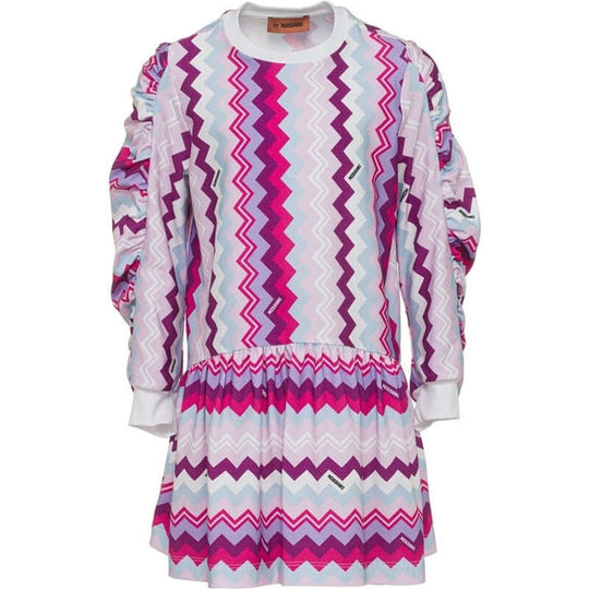 Girls Pink Zig Zag Jersey Dress