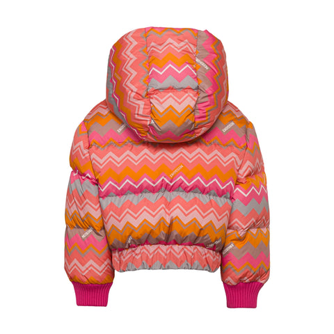 Missoni Kids Girls Pink Zig Zag Puffer Coat