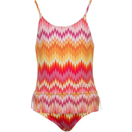 Girls Pink Zig Zag Swimsuit