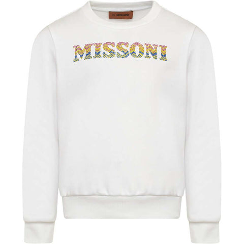 Missoni Kids Girls White Cotton Logo Sweatshirt