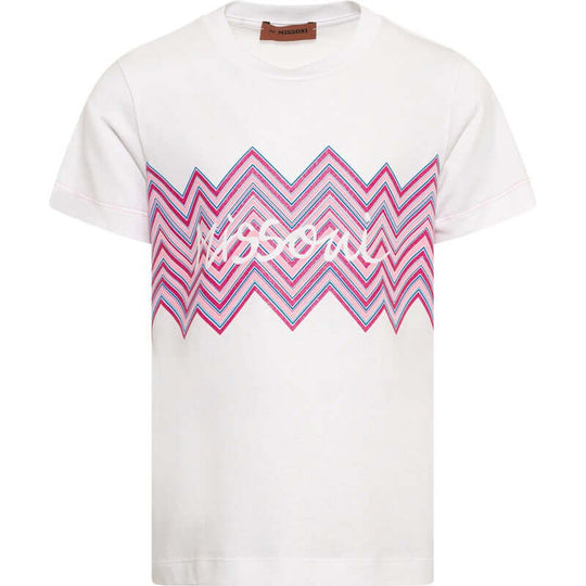 Girls Cotton Pink Zig Zag T-Shirt