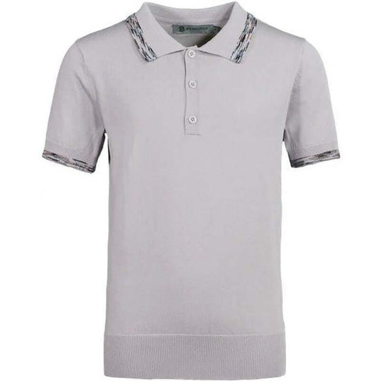 Boys Grey Space-Dye Trim Short Sleeve Polo