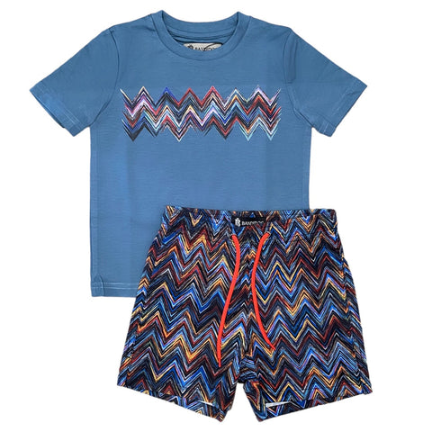 Moda Bandidos Boys Teal Space Zig Swim Set